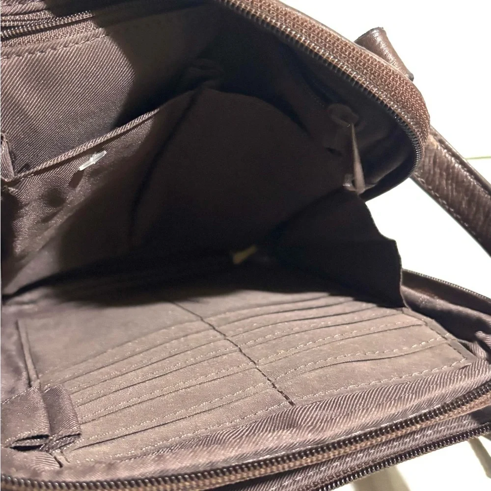 Fossil vintage Dark Brown Leather Messenger Bag